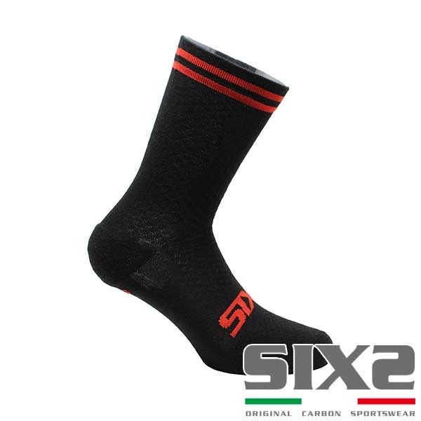 SIX2 MERINOS SOCKS BLACK/RED