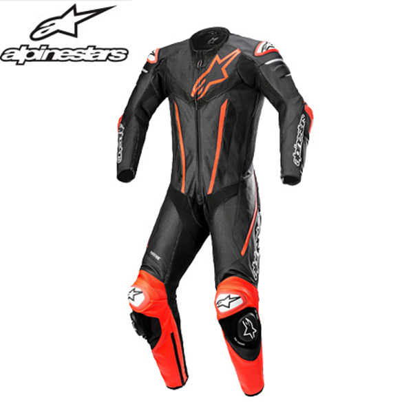 FUSION LEATHER SUIT 1 PC   BLACK/RED FLUO
