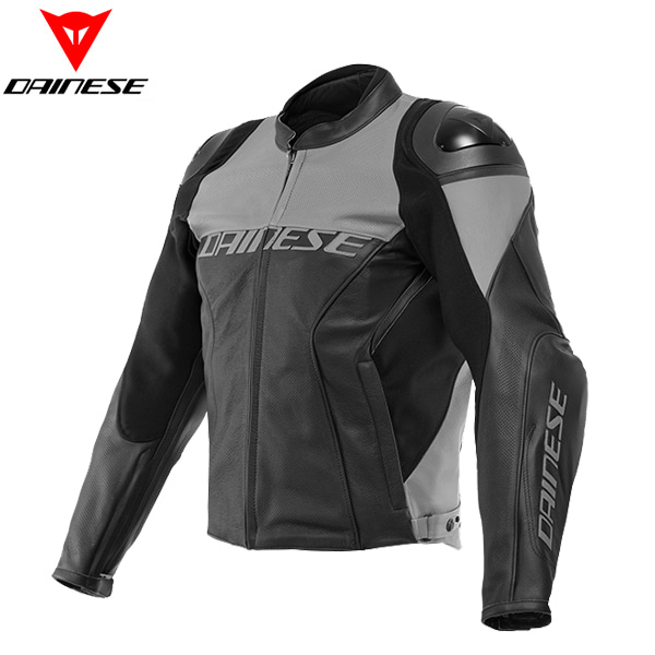 RACING 4 PERF. LEATHER JACKET  BLACK - CHARCOAL GRAY